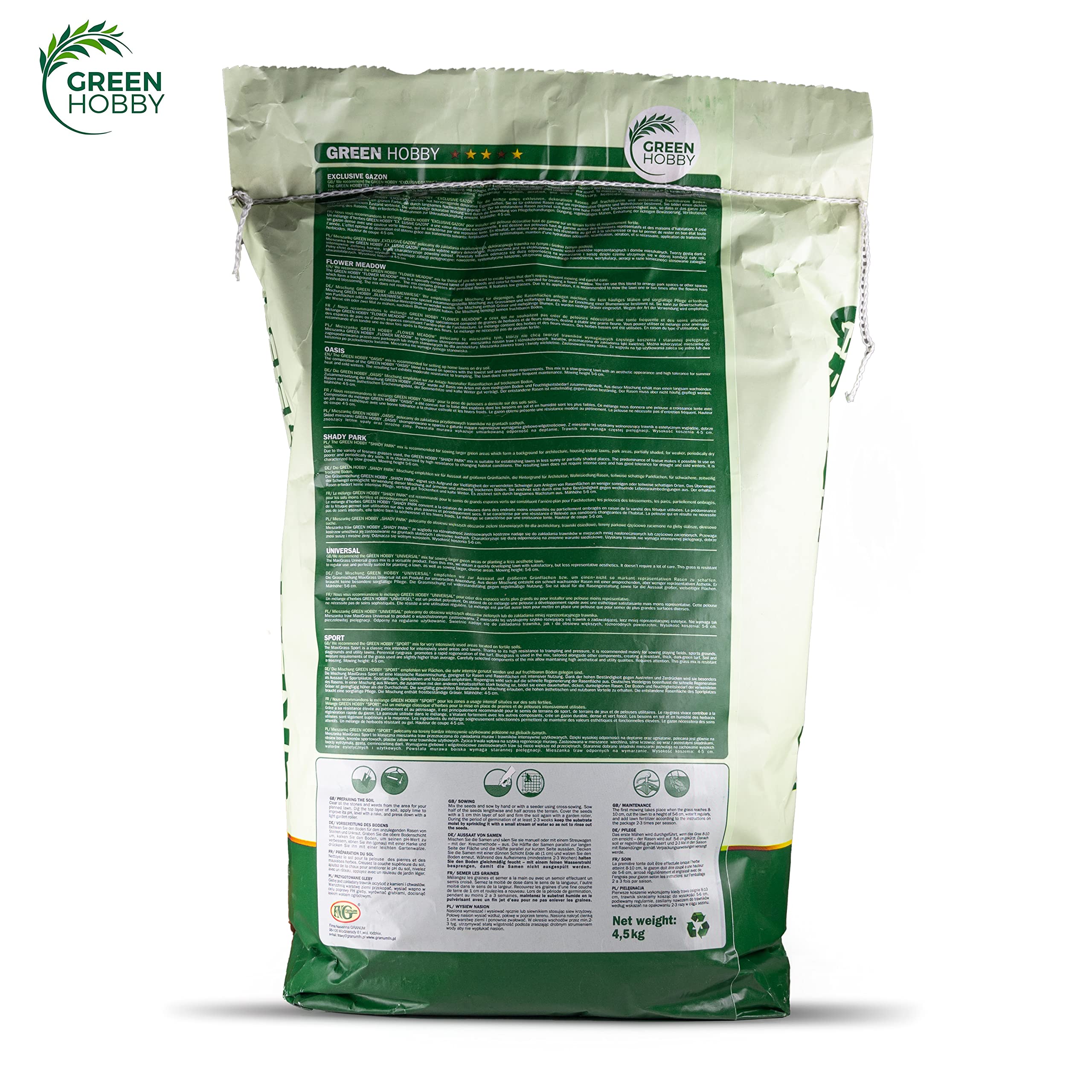 Gazon À Semer Graines De Gazon Regarnissage Rustique Vert Intense Robuste 4,5 kg Universal