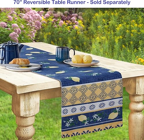 Miniatura 5 de Home Bargains Plus Servilletas cuadradas de tela, juego de 8 servilletas, jardín de limón azul, para interiores y exteriores, resistentes a las