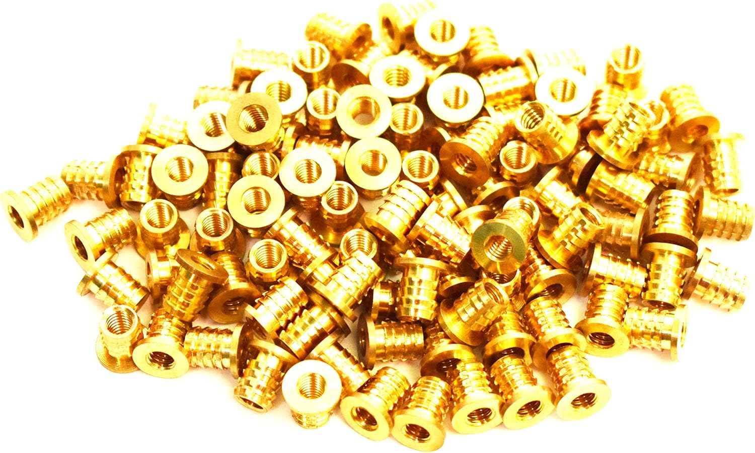 [ J&J Products ] 8-32 Brass Insert 30pcs, with 6 Slots, 8mm OD, 8 mm Length, Female 8-32 Thread, Press Fitting or Heat Sink or Injection Molding Type, 30 pcs-L8