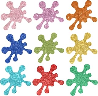 Vuzvuv 54Pcs Glitter Art Paint Splatter Paper Cutouts Bulletin Board Decorations for Birthday Party Theme Decor Supplies