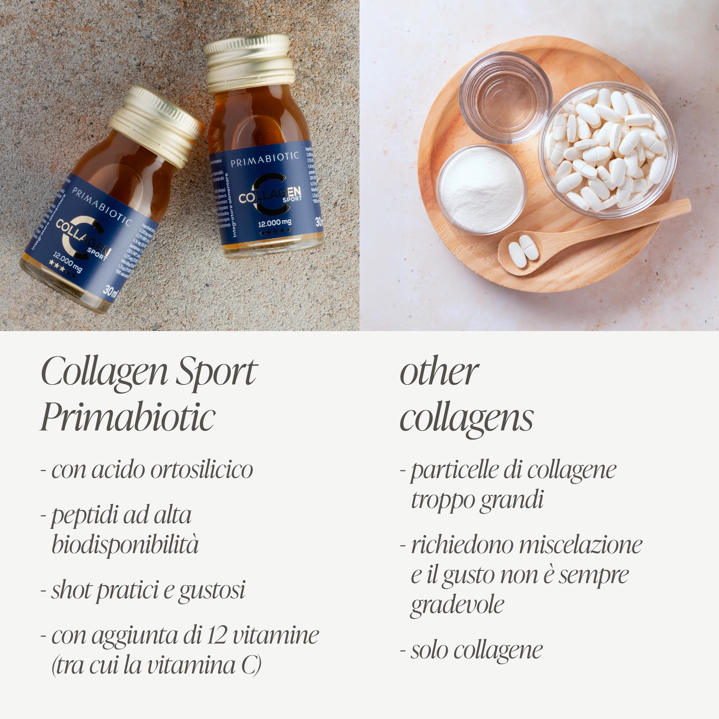 Primabiotic Collagen Sport 12000 mg | Collagene da Bere | 30 Flaconcini | Integratore Liquido con Acido Ortosilicico | Per Persone Attive e Sportivi | Gusto Ananas | Alto Contenuto di Proteine