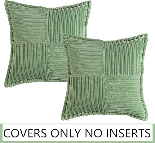 Miniatura 7 de UGASA - Juego de 2 fundas de almohada de pana súper suaves con diseño de rayas entretejidas con costado ancho para sofá, cama, sofá, regalo para el