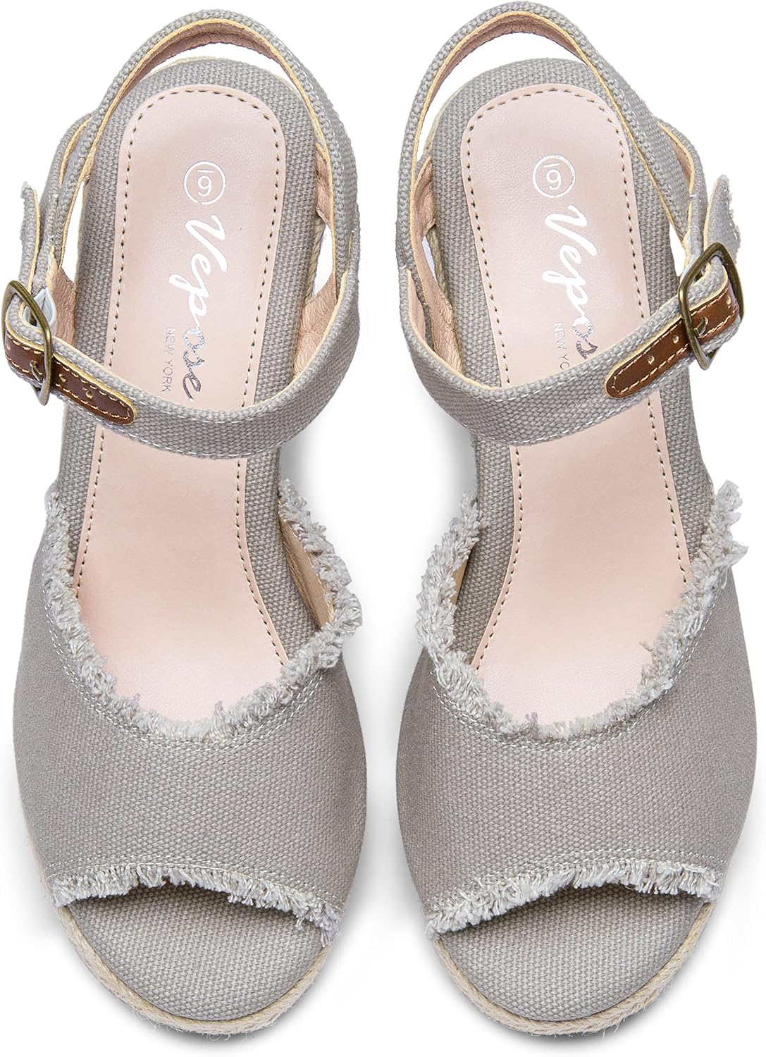 Vepose Women's 880 Wedge Sandals Peep Toe, 3.3" Inch High Heel Platform Espadrilles Sandals with Ankle Buckle - Image 7