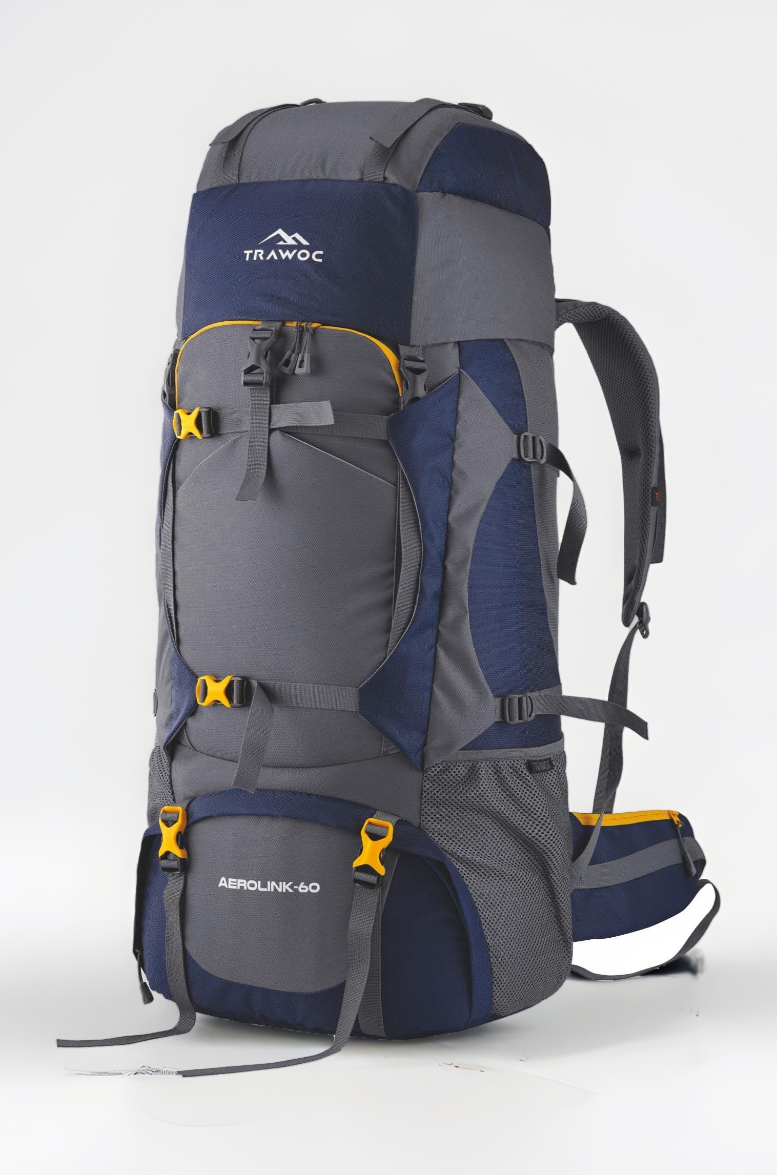 AEROLINK 60 Liter Travel Backpack Hiking Trekking Bag Camping Rucksack for Men & Women, 3 Year Warranty, Grey, HK006