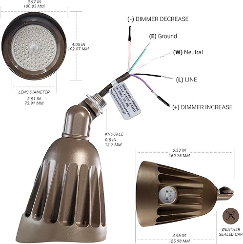Miniatura 5 de NUWATT Luces LED de paisaje de 25 W, iluminación exterior brillante de 3500 lm para patio, 30K/40K/50K seleccionable, montaje en nudillo de 1/2