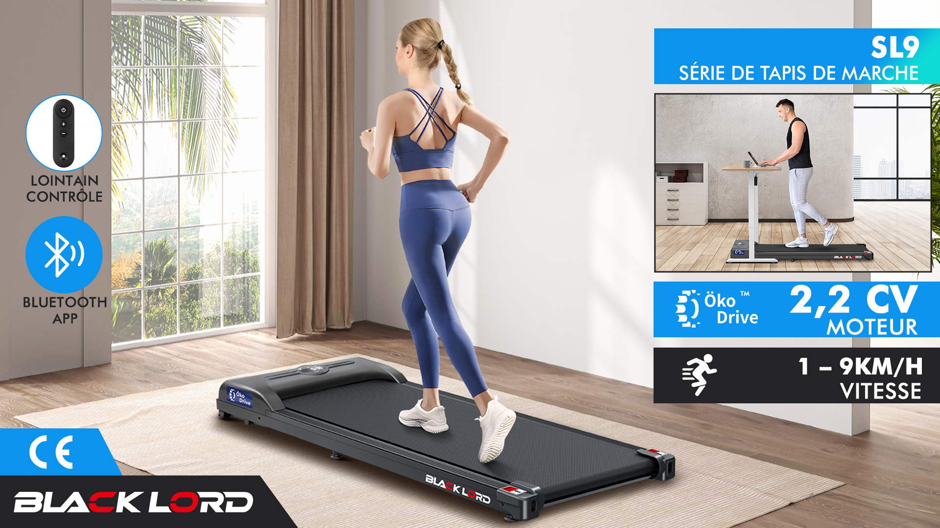 Tapis De Course Pliable 3 En 1 - Moteur 2,2 CV, Silencieux (<45 DB), Haut-parleur Bluetooth, Idéal Pour La Maison Et Le Bureau