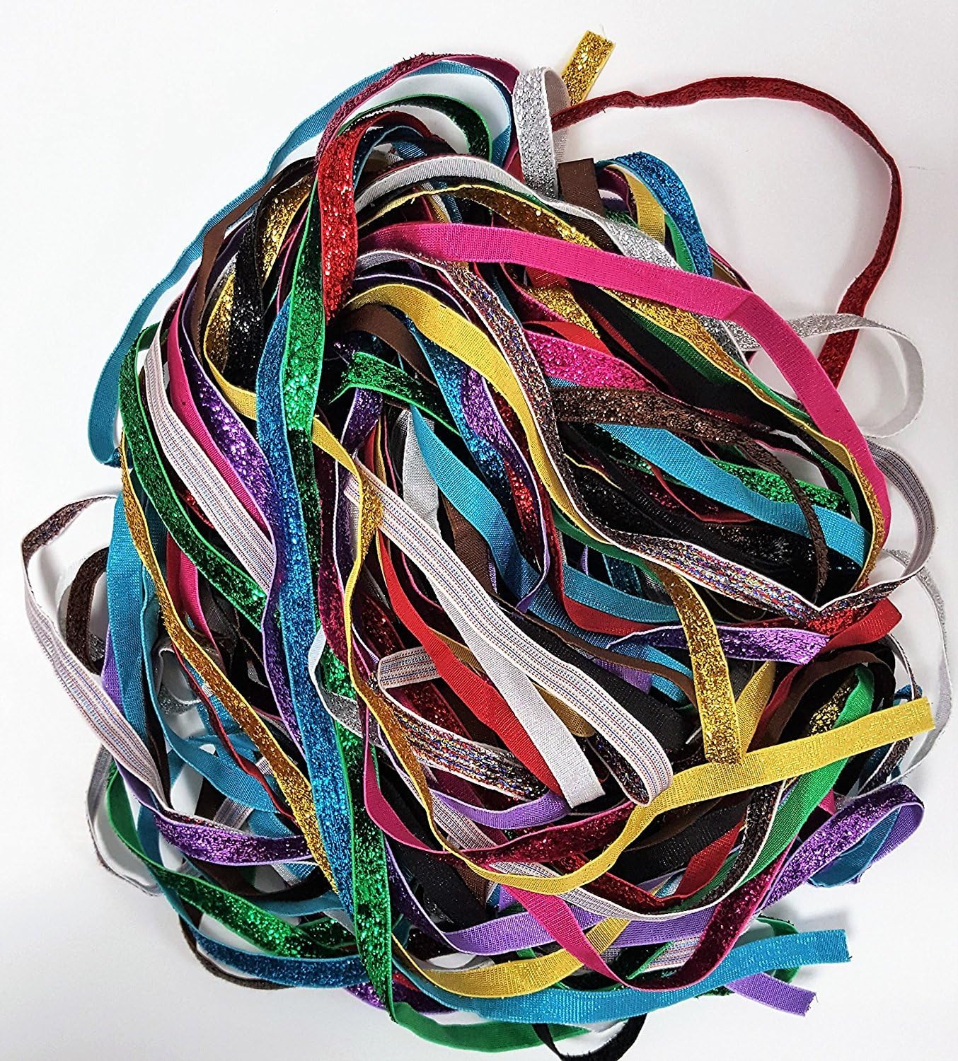 Glitterati 20 metre Glitter Velvet Ribbon Pack in assorted 10 colours - 9 mm width in 2 metre lengths x 10