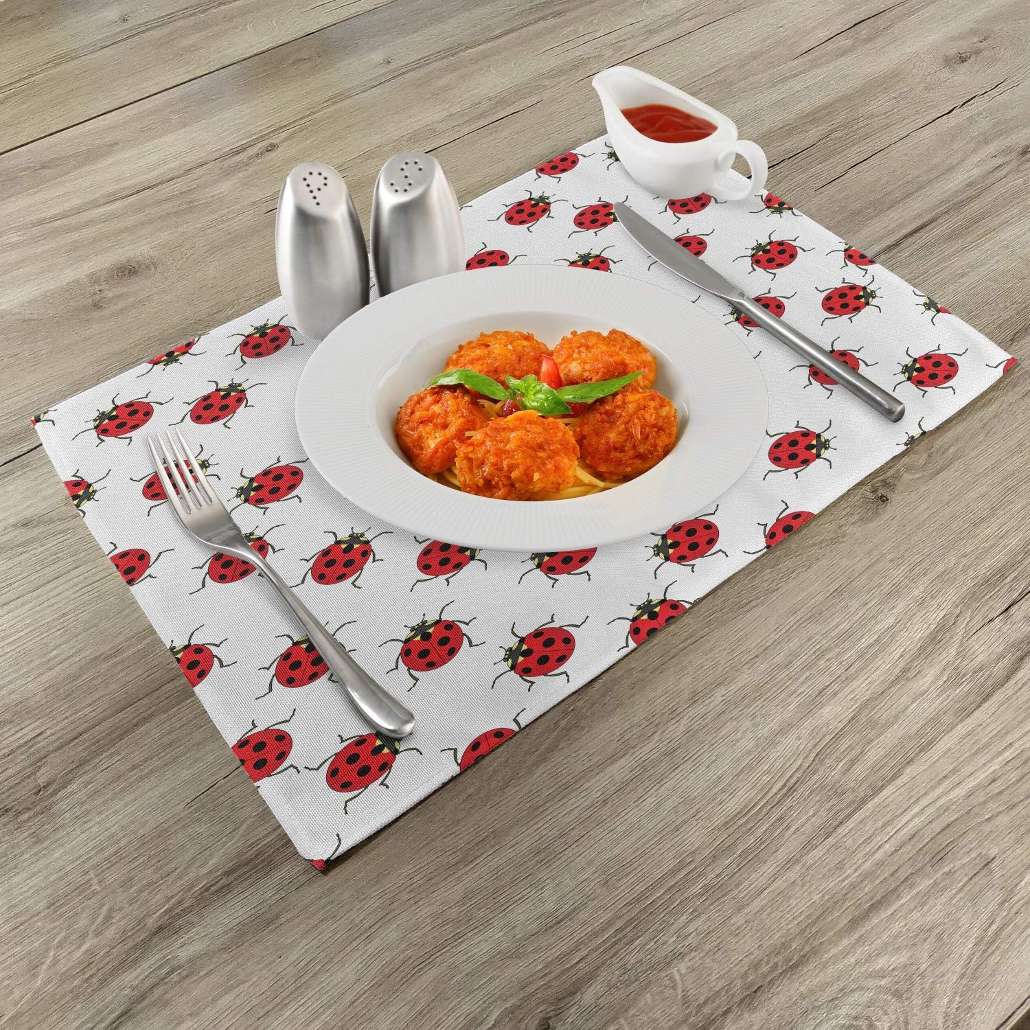 Nеw Prоduсt Ambesonne Ladybugs Place Mats Set of 4, Ladybugs Pattern Bunch of Bugs Infinite Speckled Marked Insect Theme Playroom, Washable Fabric Placemats for Dining Table, Standard Size, White Red Blасk Frіdау - 60% оƒƒ Ambesonne Ladybugs Place Mats Set of 4, Ladybugs Pattern Bunch of Bugs Infinite Speckled Marked Insect Theme Playroom, Washable Fabric Placemats for Dining Table, Standard Size, White Red