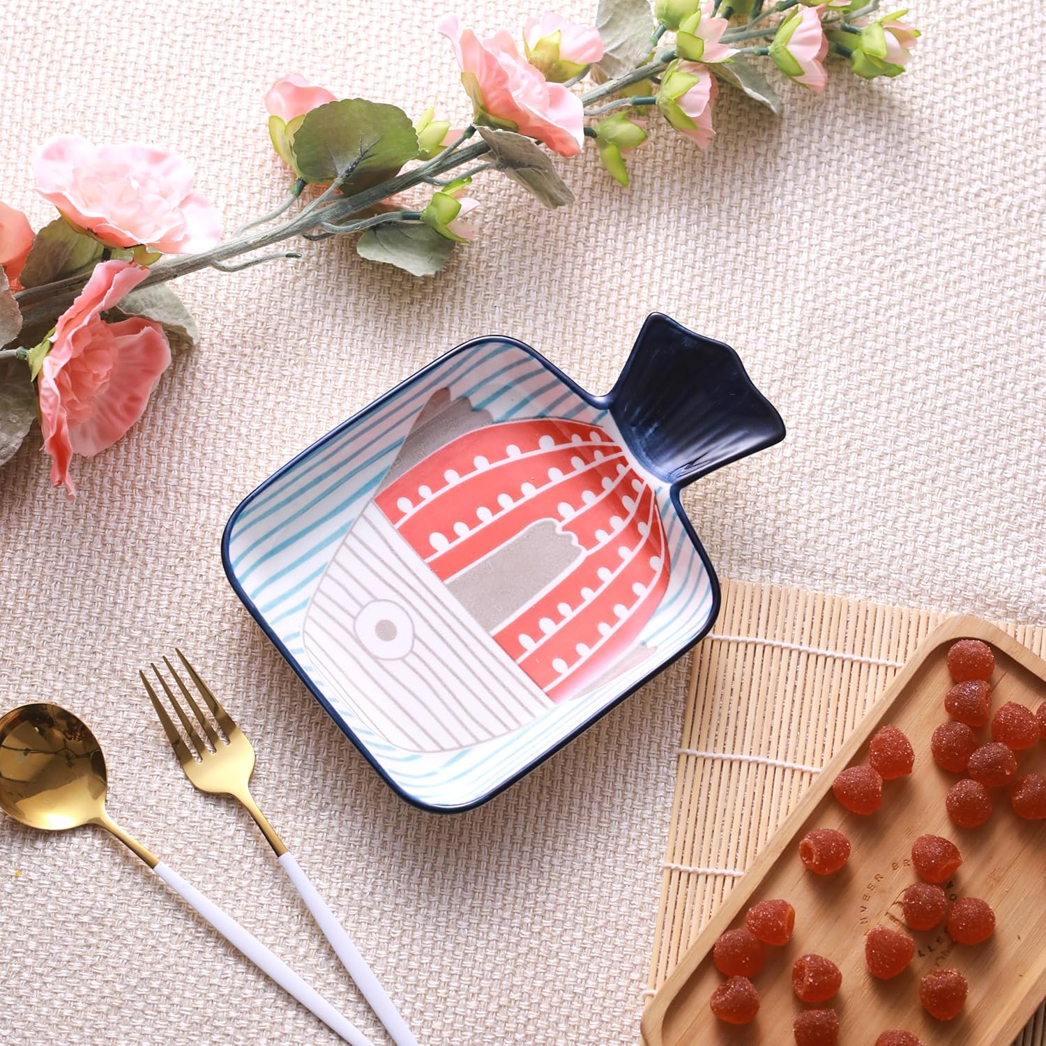 Buy TIED RIBBONS Ceramic Serving Platter with Handle for Noodles, Ramen ...