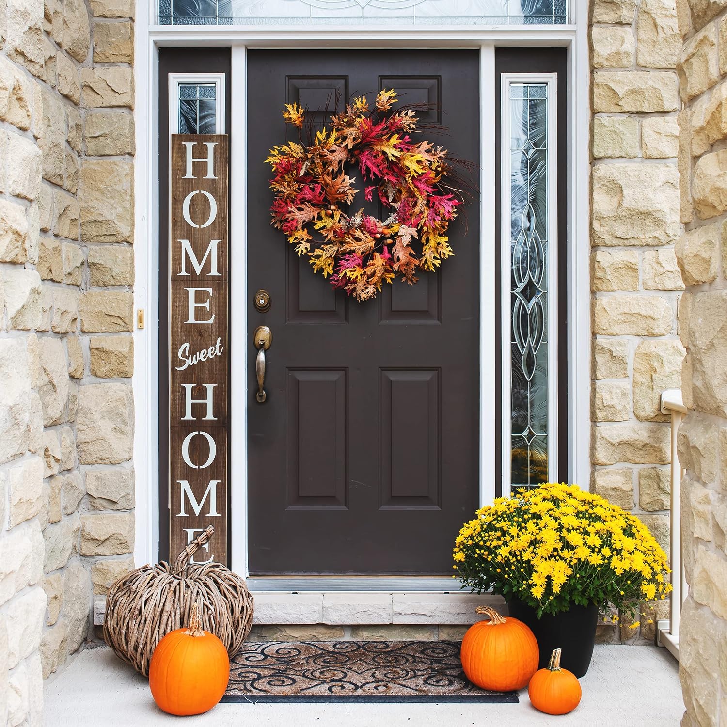 Home Sweet Home Sign for Front Door, Wood Rustic Front Porch Décor, Farmhouse Porch Sign Decorations, Outdoor Signs for Porch, Indoor Outdoor Decorations, Vertical 6ft