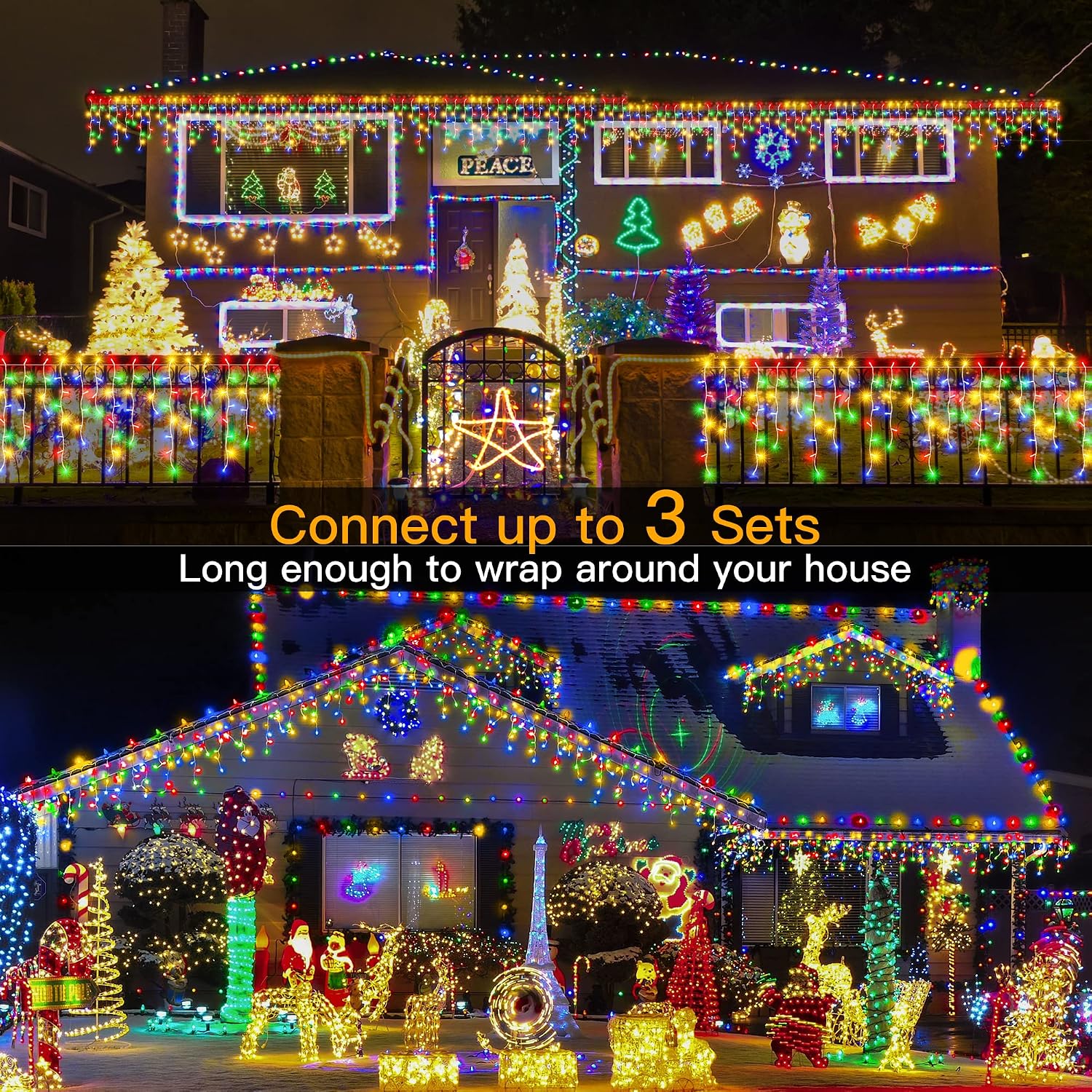 Ollny Icicle Outdoor Christmas Lights, 10M 400LED Waterproof Hanging Fairy Lights Multicoloured String Light - Image 5