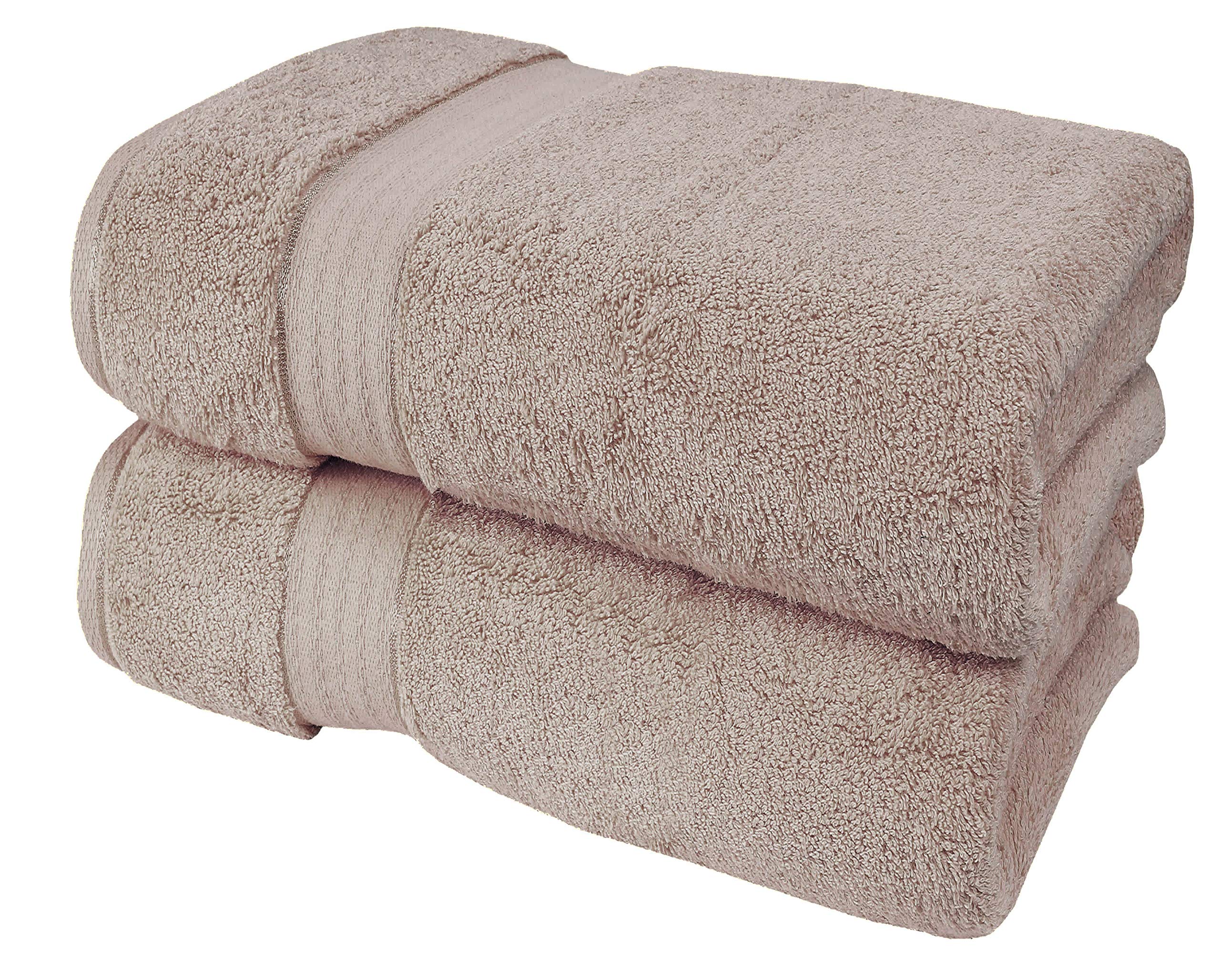 GLAMBURG 700 GSM Premium Oversized Extra Large Cotton 2 Pack Bath Sheet 35x70-100% Combed Cotton - Luxury Hotel &amp; Spa Quality - Durable Ultra Soft Highly Absorbent - Tan