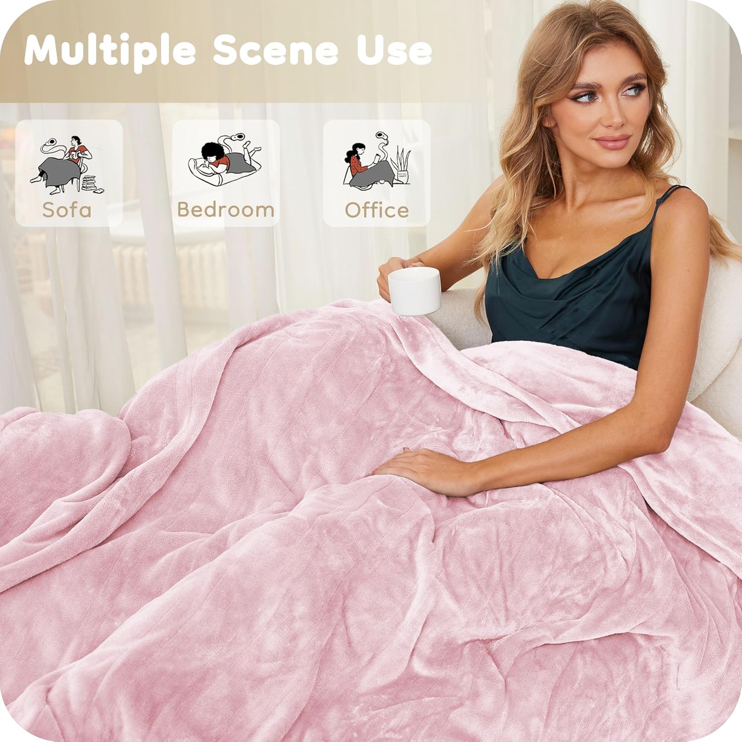 Electric Heated Blanket Full Size 72"×84", Breathable & Luxurious Flannel,Soft Warm Gift with Over-Heat Protection,4 Heating Levels & 10 H Auto Shut Off, Machine Washable, Light Pink - Image 7