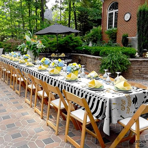 Miniatura 6 de KatchOn, Mantel de graduación en blanco y negro, 108 x 54 pulgadas, paquete de 3, mantel de graduación de felicitaciones, decoraciones de graduación