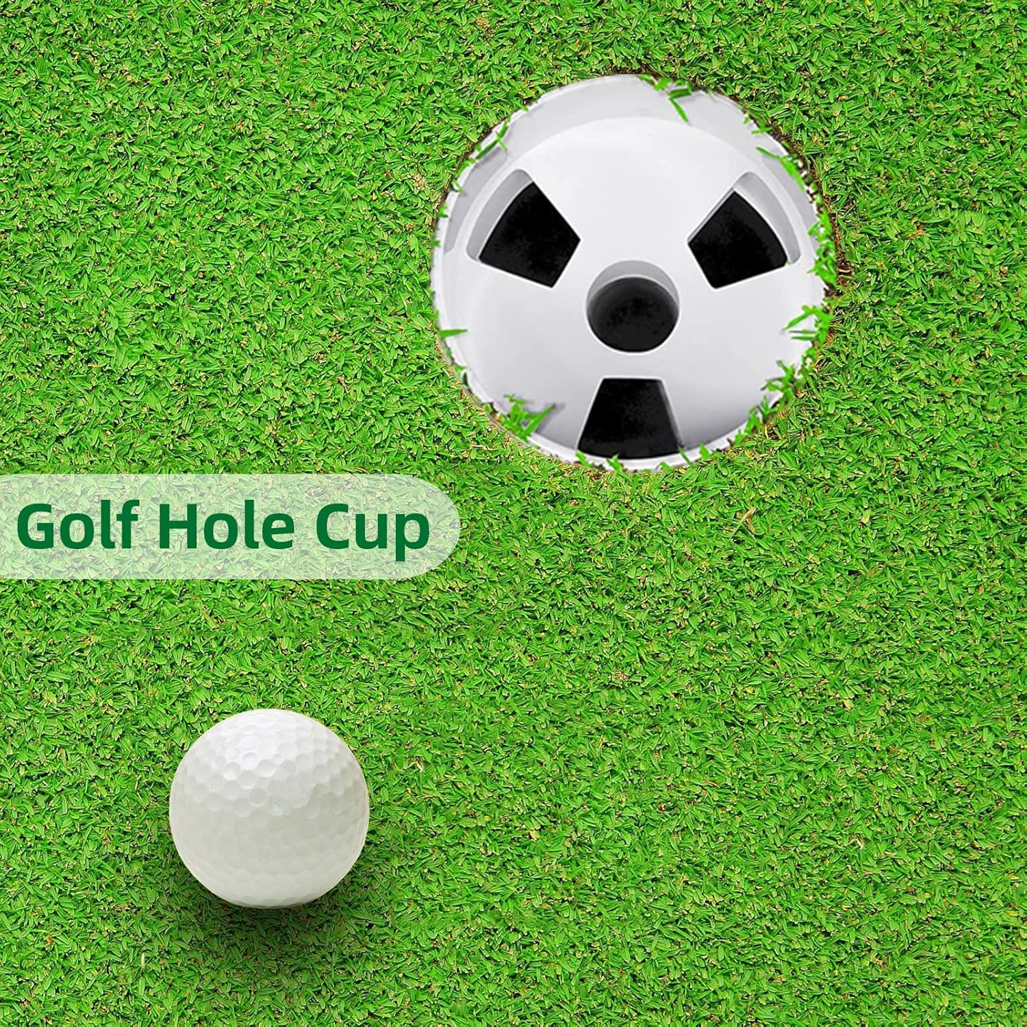 XCELLENT Golf Green Cups - Plastic Putting Green, 2pcs Practice Balls, 10pcs Low Friction Tees