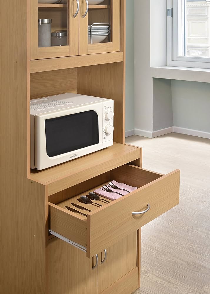 Amazon.com: Hodedah Long Standing Kitchen Cabinet with Top