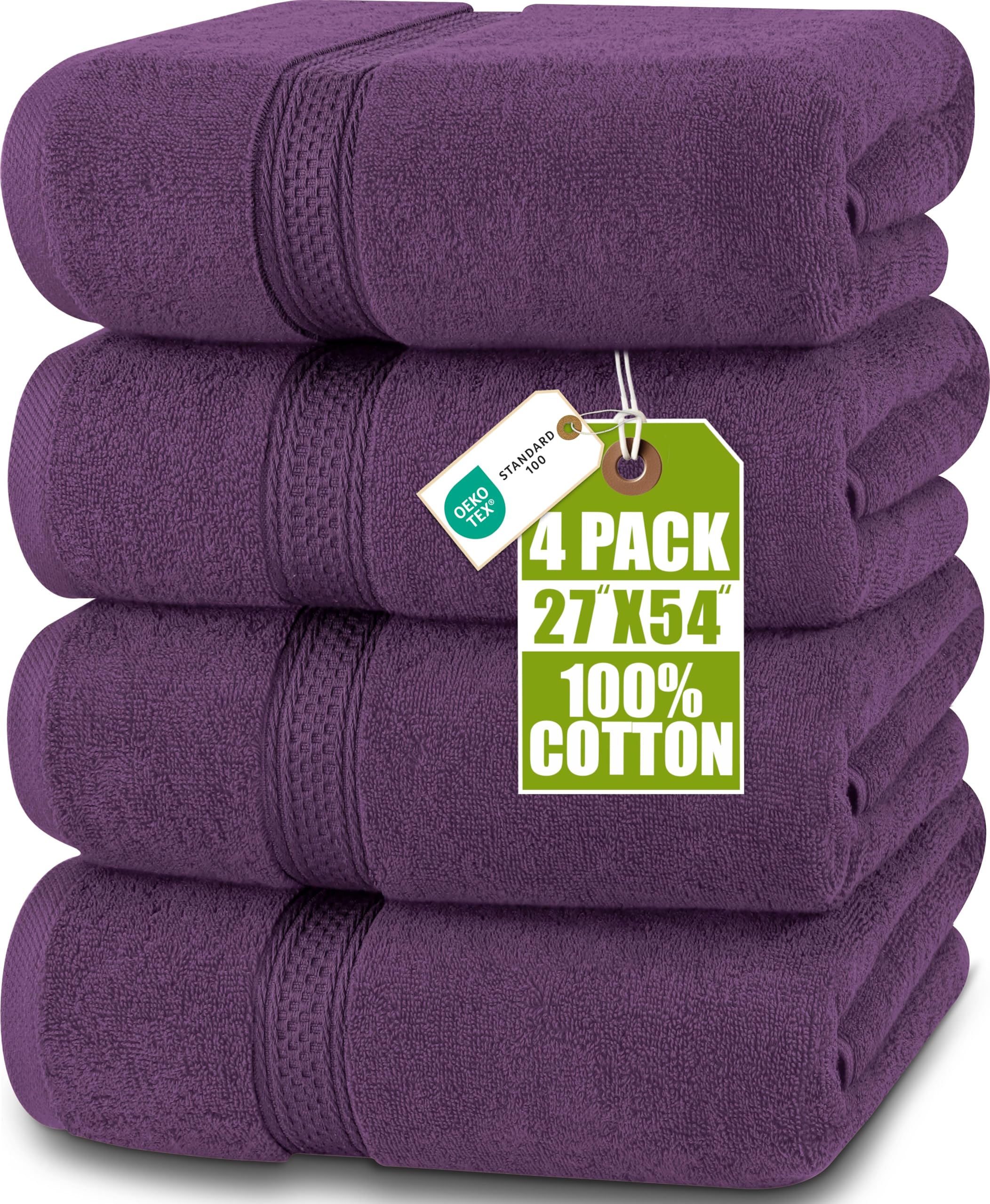 Utopia Towels - 4 Piece Bath Towels Set (69 x 137 CM) - Premium 100% Ring Spun Cotton - Quick Dry, Highly Absorbent, Soft Feel Towels, Perfect for Daily Use (Plum) — image 1