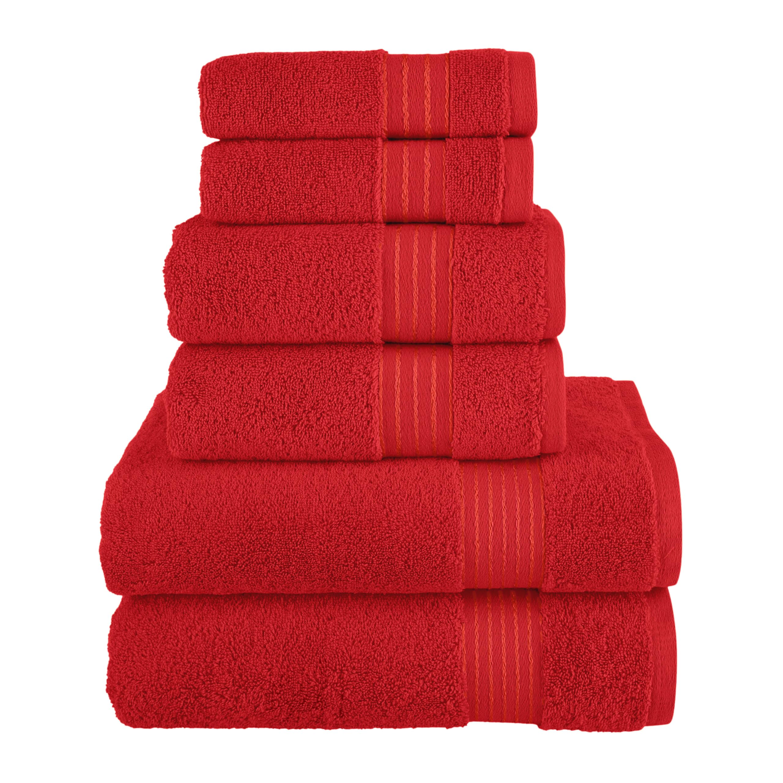 Elegant Comfort Premium Cotton 6-Piece Towel Set, Includes 2 Washcloths, 2 Hand Towels and 2 Bath Towels, 100% Turkish Cotton - Highly Absorbent and Super Soft Towels for Bathroom, RedOEKO-TEX MADE IN GREENOEKO-TEX STANDARD 100OEKO-TEX MADE IN GREENOEKO-TEX MADE IN GREEN