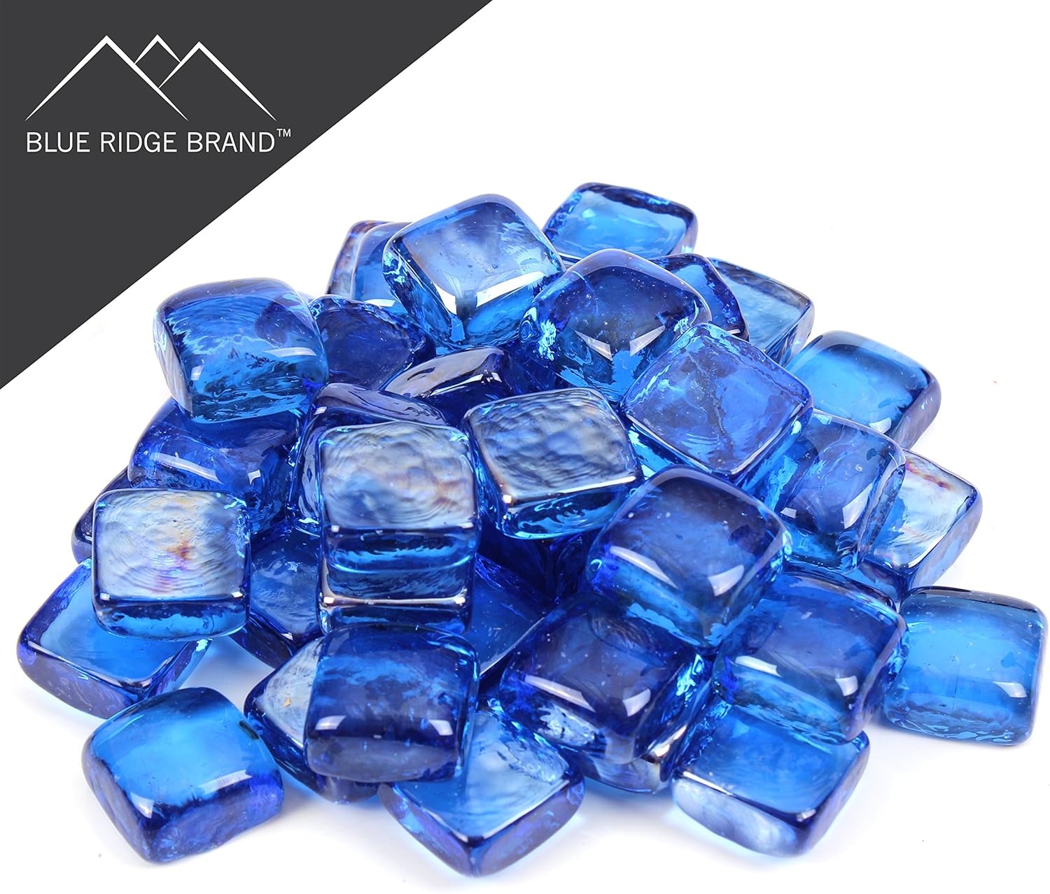 1" Fire Pit Glass Cubes - Square Premium Tempered Fire Glass for Outdoor Fire Pits & Fire Tables - Heat Resistant Decorative Fireplace Glass (10 Pound, Light Blue
