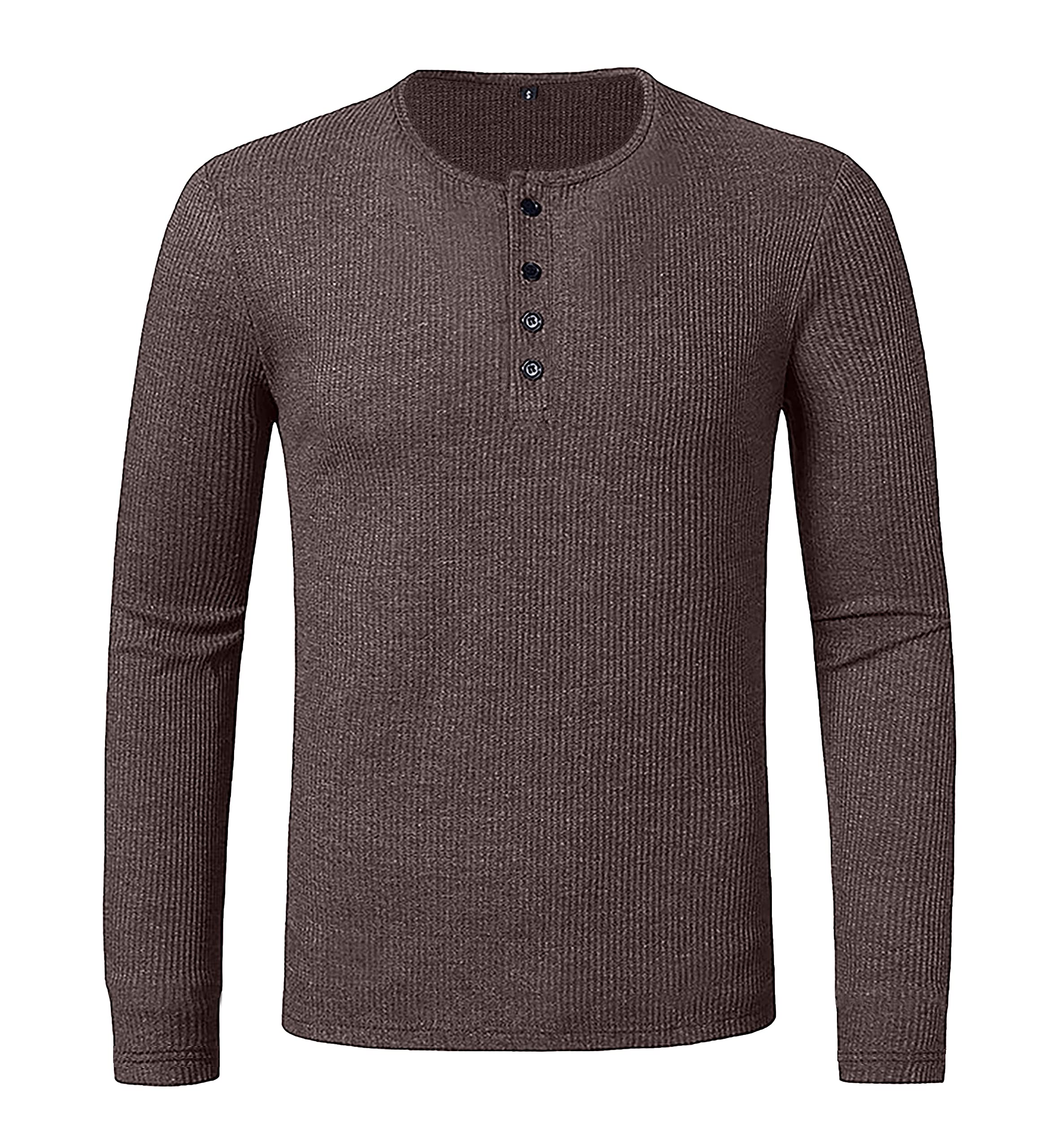 Miracle TM Henley Shirts for Men - Mens Casual Long Sleeve Lightweight Fitted Cotton Hanley T Shirts, Tan Pique Henley, S