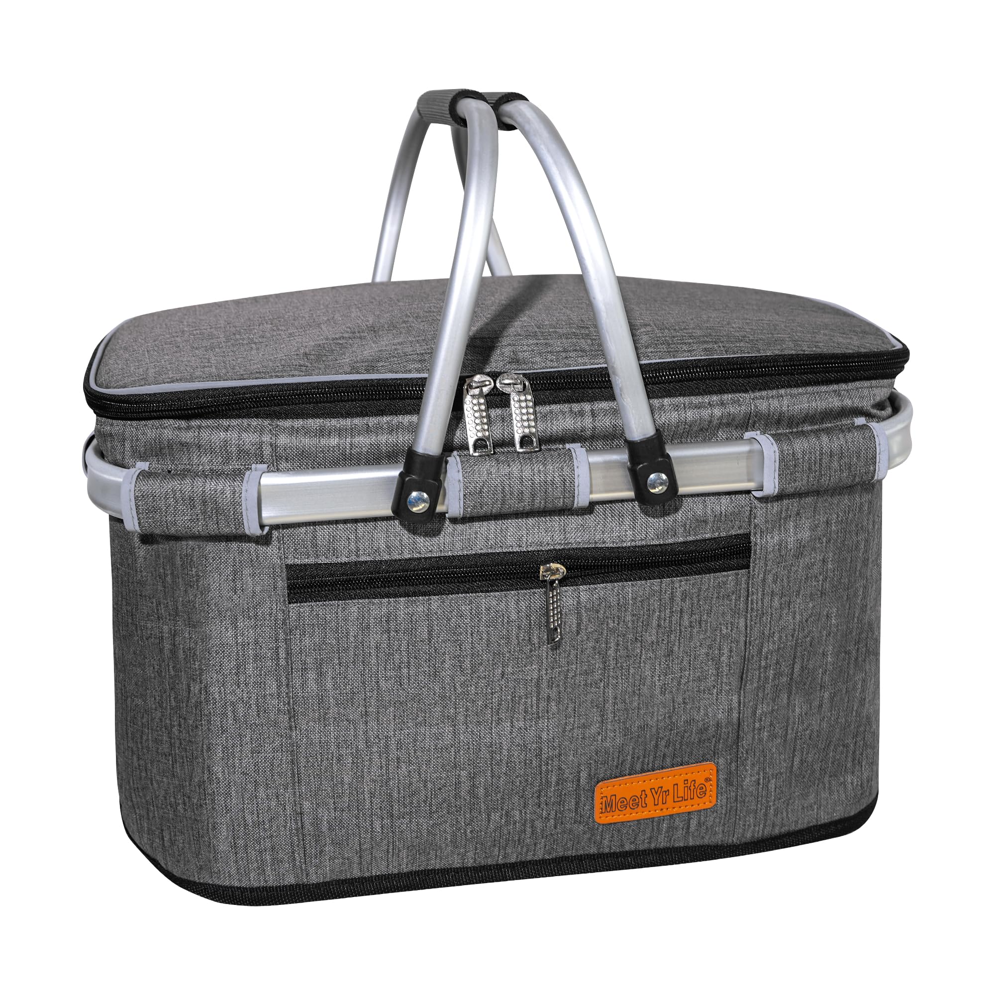 ABIUBIU Sac isotherme, panier à provisions, grand panier isotherme, sac à déjeuner, chauffe-bureau, support latéral, 2 poignées, position verticale