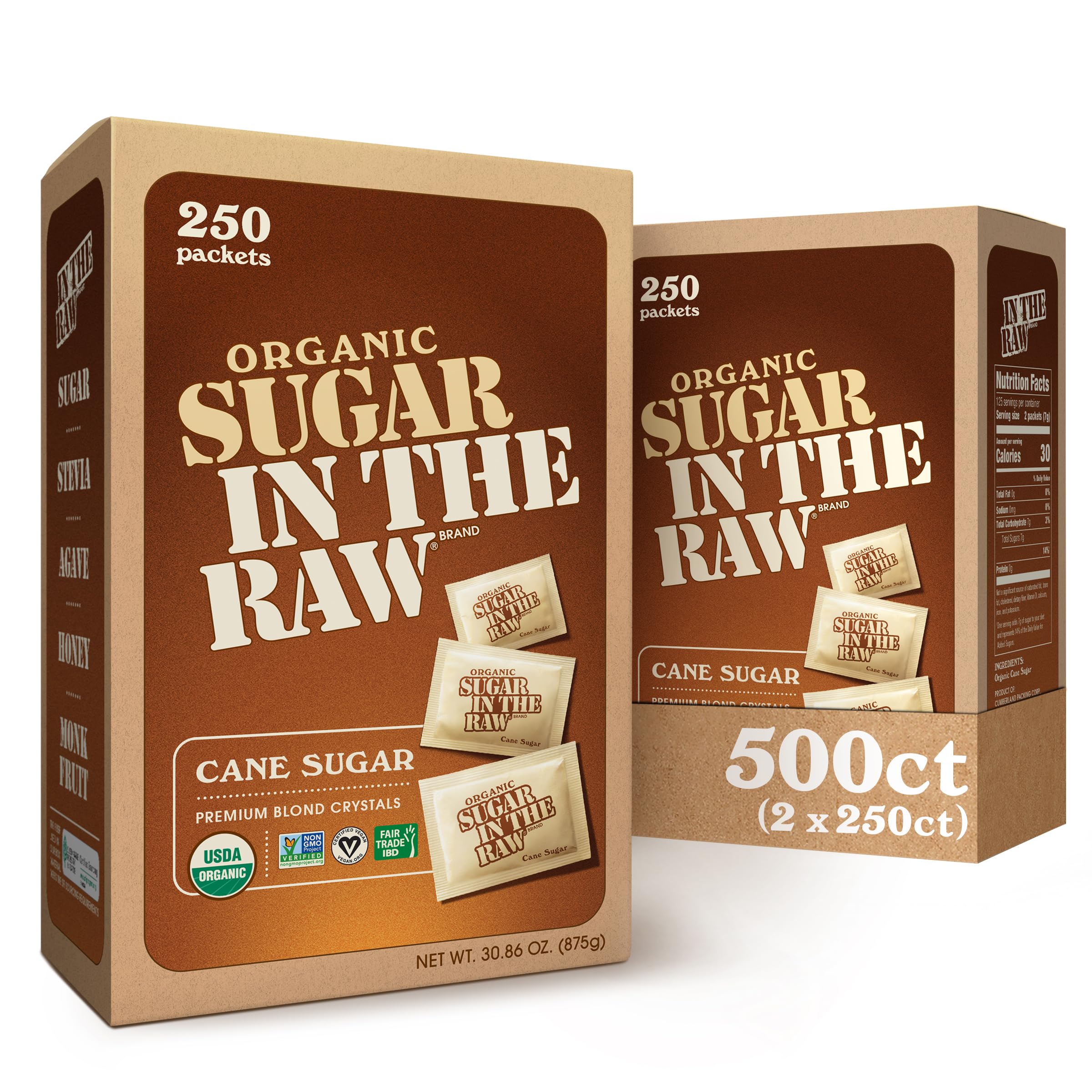 Organic White Sugar In The Raw®, 250 Count (Pack of 2)