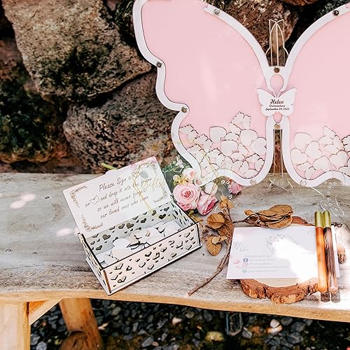Miniatura 4 de Personalized Butterfly Quinceanera Guest Book Drop Box Alternative Special Gifts for Daughter, Butterfly Mis Quince Sweet 15 Drop box Guest Book,