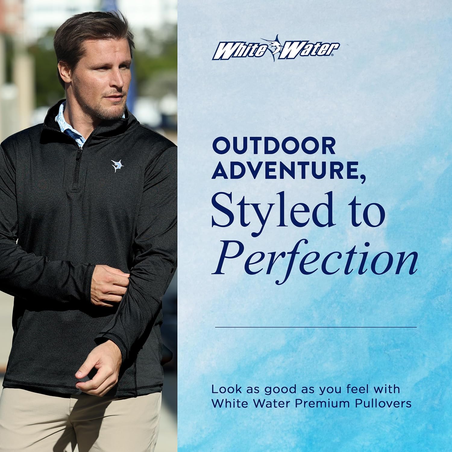 Charcoal Soft Brushed Poly Spandex Montauk Performance Quarter Zip White Water Life