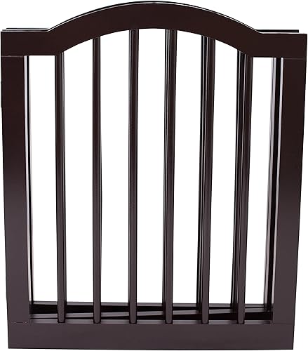 Miniatura 9 de INTERNET'S BEST Puerta para perros con parte superior arqueada, 3 paneles, barrera de madera para mascotas de 24 pulgadas de alto para perros o