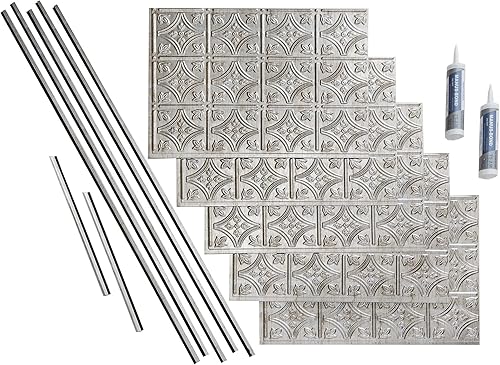 FASÄDE Estilo tradicional patrón 1 protector de vinilo decorativo de 15 pies cuadrados en metal vintage