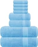 GLAMBURG Ultra Doucement 8-Piece Ensemble de serviettes - 100% Contient du coton pur à fil de fer, 2 Serviettes de bain surdimensionnées 27x54, 2 Serviettes à main 16x28, 4 Laver les vêtements 13x13 - Idéal pour une utilisation quotidienne, Hôtel & Spa - noir