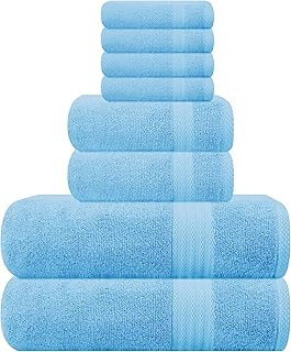 GLAMBURG Ultra Soft 8-Piece Towel Set - 100% Pure Ringspun Cotton, Conta...