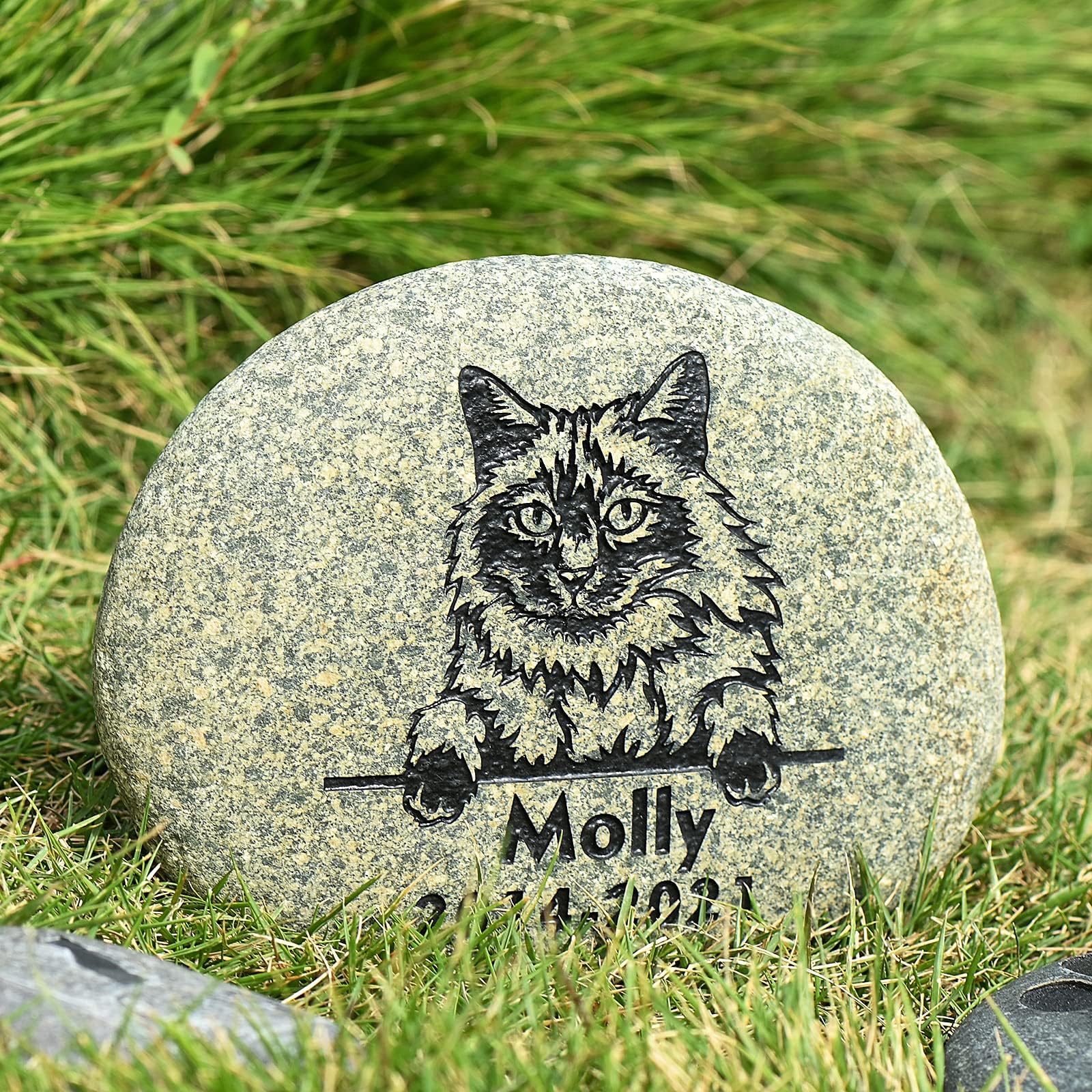 EBONY Personalized Pet Memorial Garden Stones for Dog or Cat Headstone Custom Pet Memorial Stone Customize with Name and Date Message Gift for Loss of
