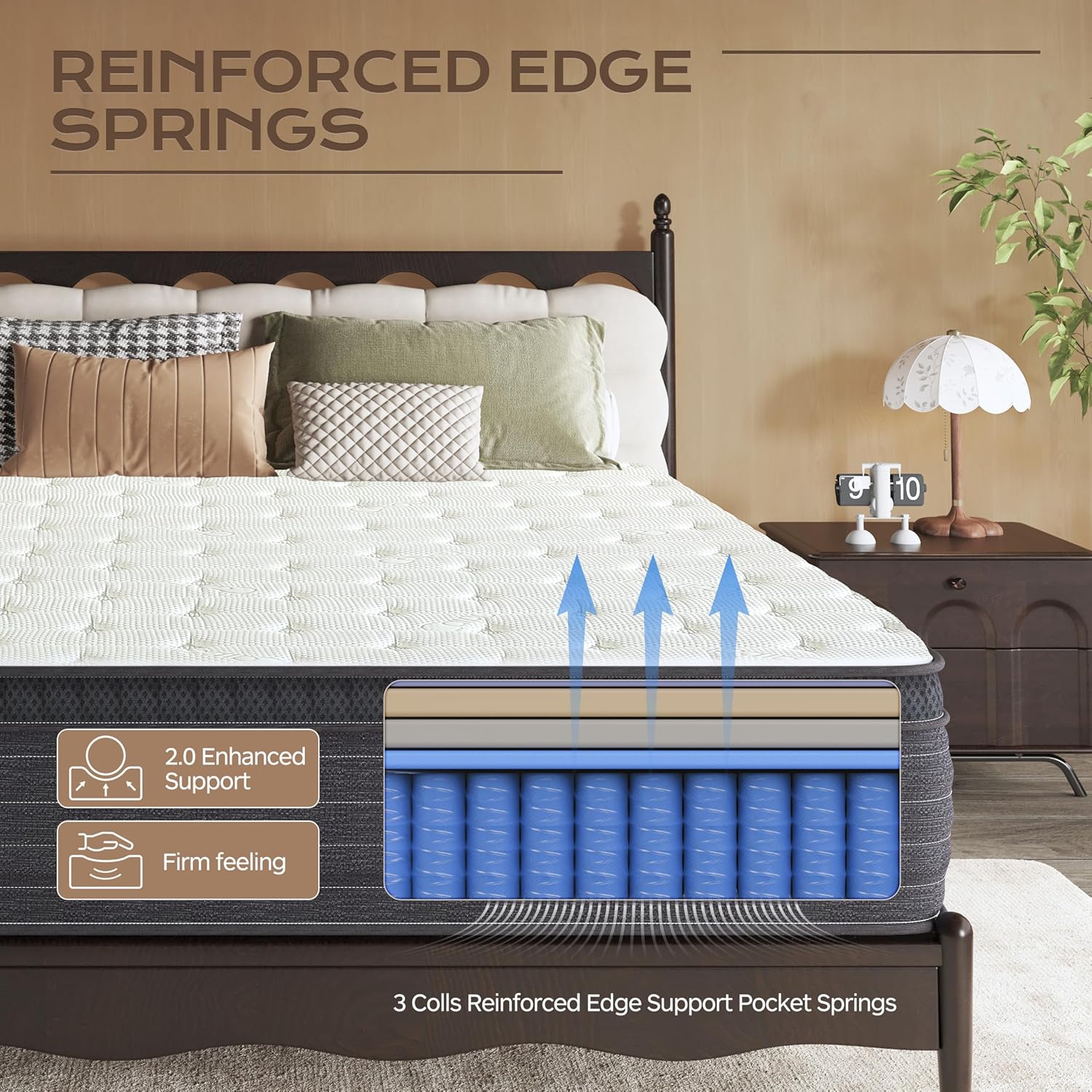 Queen Mattress, 12 Inch Medium Firm Queen Size with Hybrid Bed Mattress in a Box Pressure Relief, Cooling Farbic, Motion Isolation & Edge Support, Fiberglass-Free Design, CertiPUR-US Certified