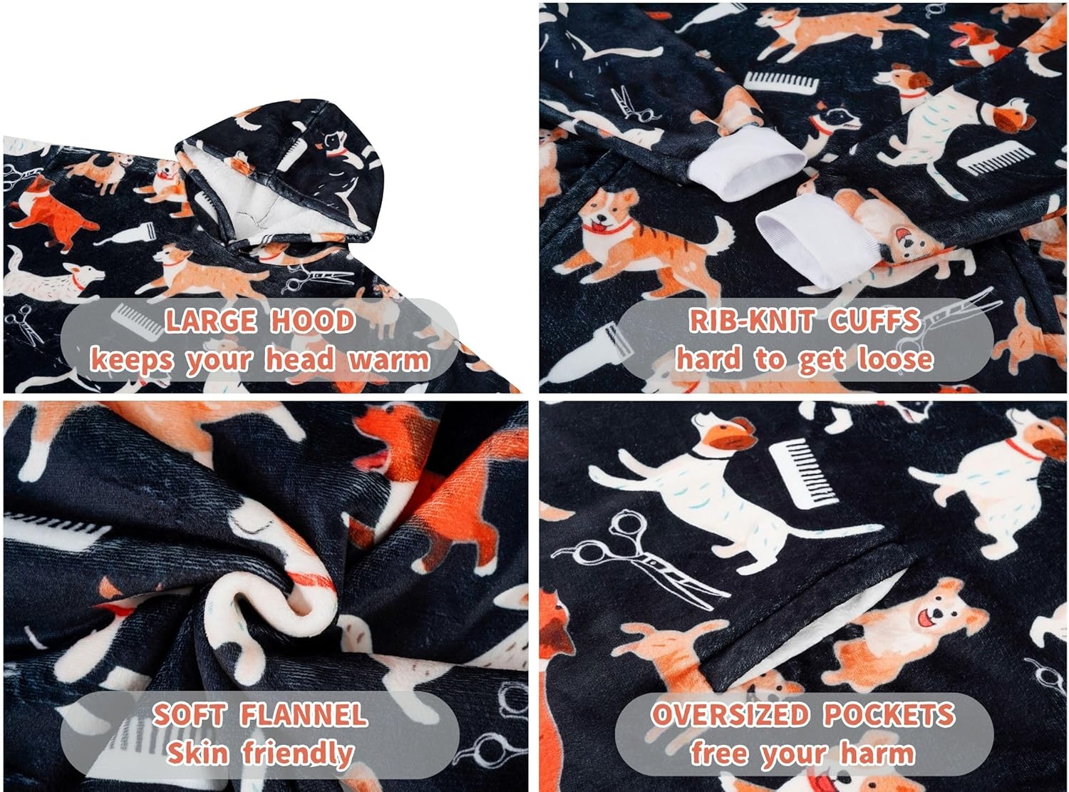 Dog Groomer Gifts for Women, Oversized Flannel Hooded Blanket, Perfect for Birthday, Christmas & Holiday Gifting, One Size Fits Most