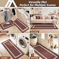 Vista 6 de COSY HOMEER Alfombras de cocina antideslizantes 20x30/20x48 pulgadas Tapete grueso de polipropileno para estar de pie en el hogar, lavable a Rojo