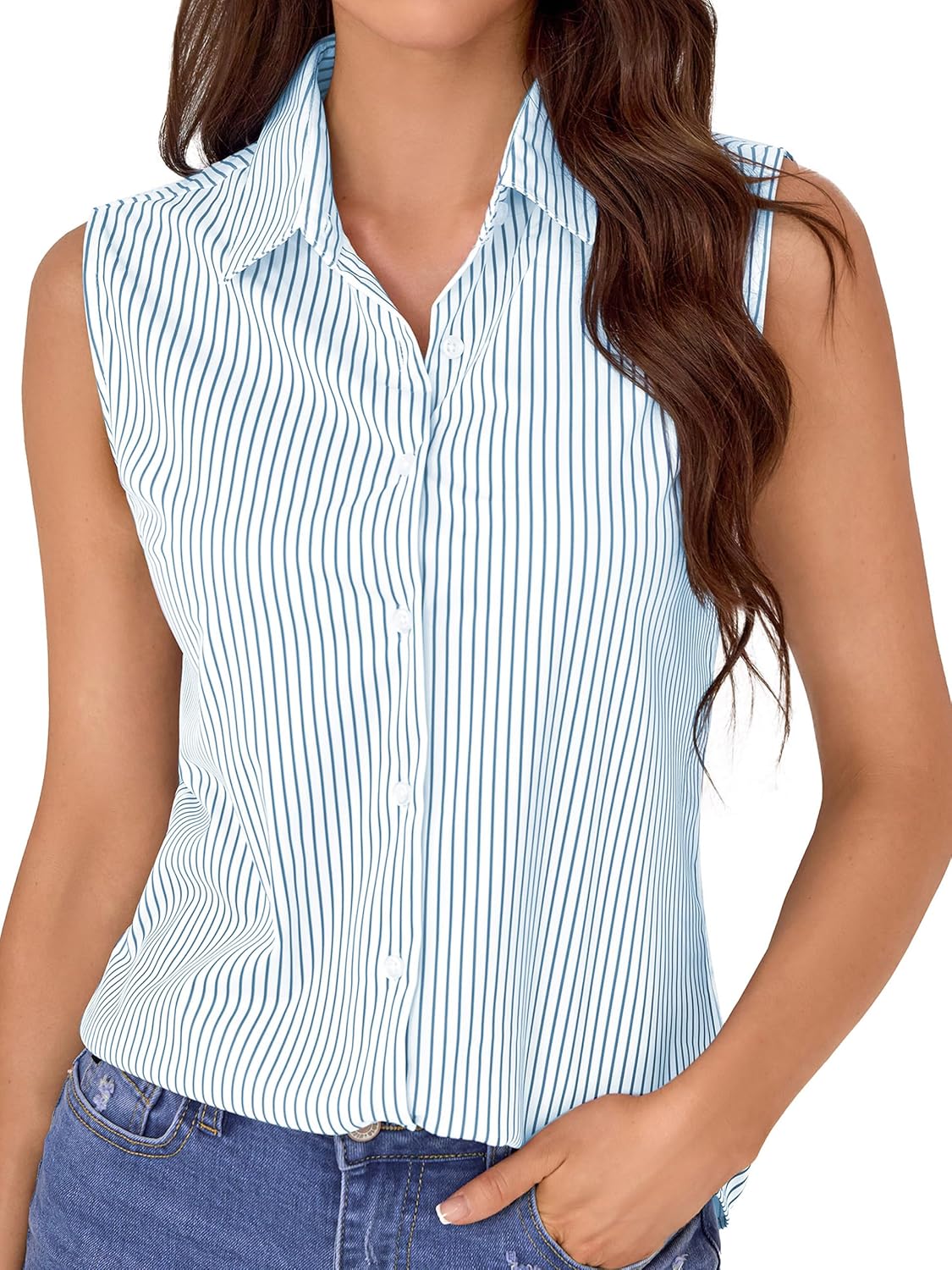 COUXILY Wrinkle-Free & Non-Iron Women's Sleeveless Button Down Shirts Blouses with Mulberry Silk Tank Casual Work Tops