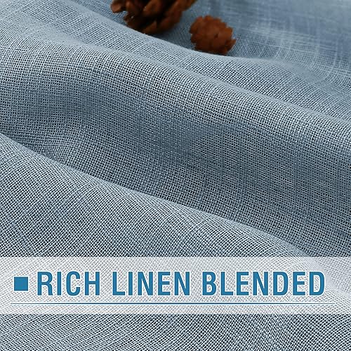 Miniatura 3 de H.VERSAILTEX Cortinas de lino de 63 pulgadas de largo, cortinas de mezcla de lino natural para sala de estar, cortinas texturizadas de lino con