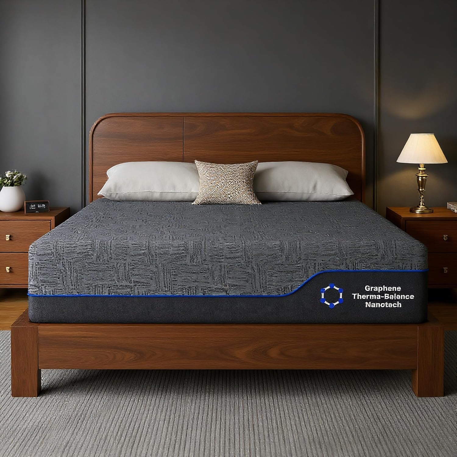 PERLECARE Queen Mattress, 10 Inch Queen Hybrid Mattress in a Box, Upgrade Graphene Fabric, Medium Firm, Pressure Relief, Breathable Comfort and Durable, CertiPUR-US Certified