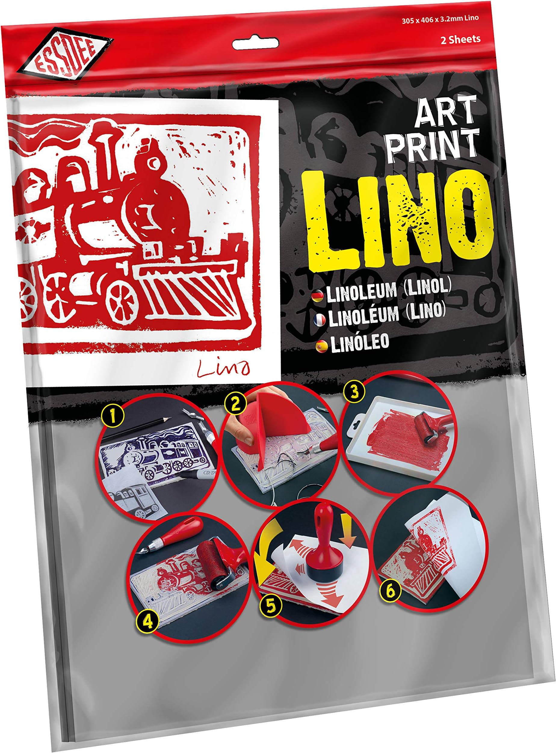 ESSDEE 3.2/L5 Lino Printing Block 400x300x3.2mm Pk2, Linoleum, Grey, 406 x 305