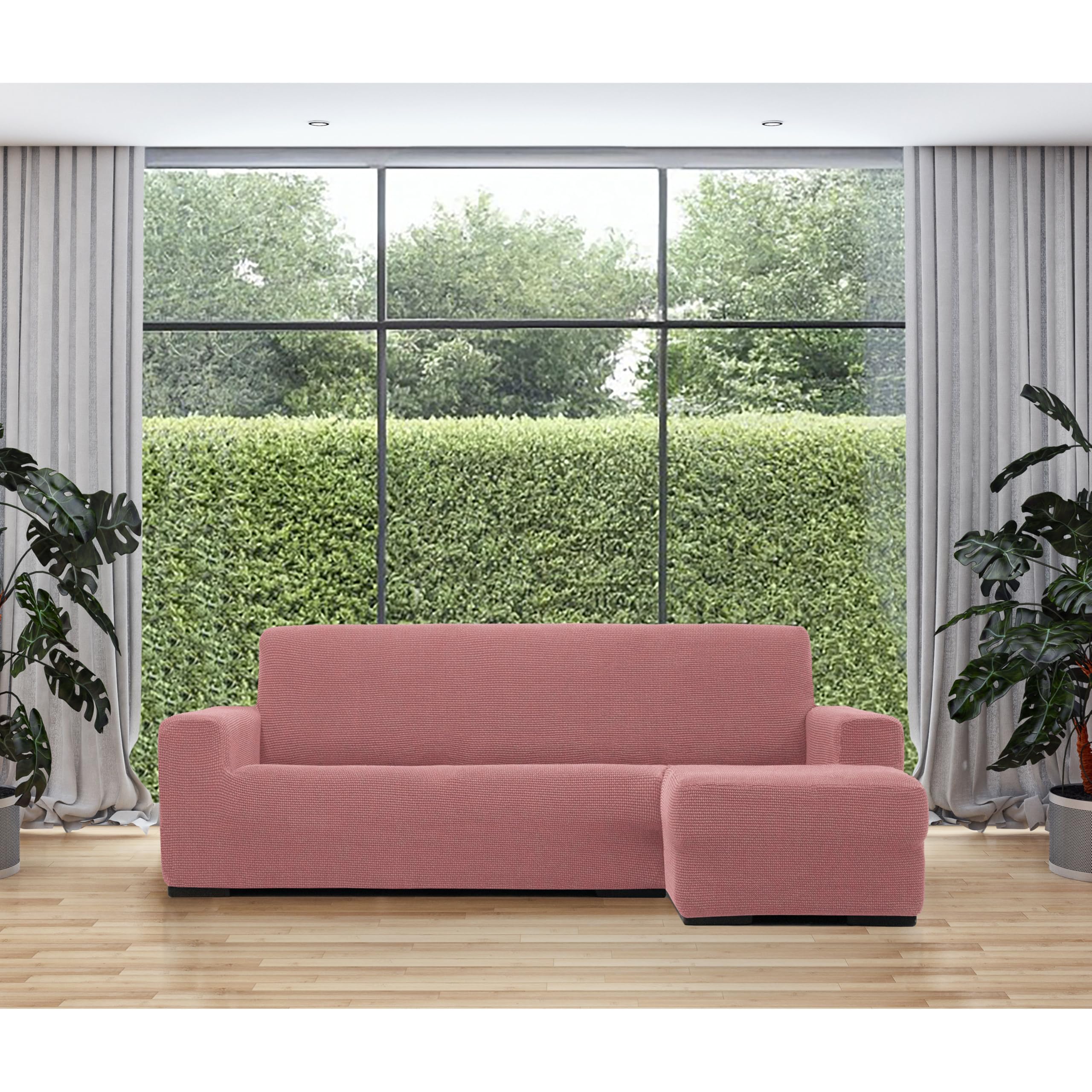 MAXIFUNDAS Funda Chaise Longue Relive Brazo Derecho Corto Rosa Pastel