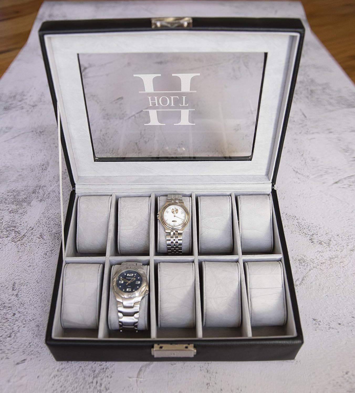 Buy Personalized Watch Box 10 Slot Display Case Monogrammed Jewelry