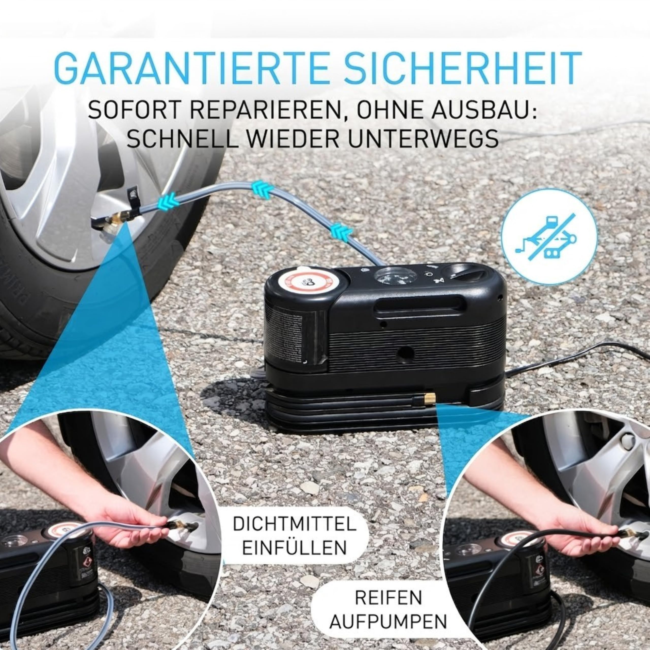 Fix&Go Sensor 12V Reifenpannenset mit Kompressor, RDKS sicher