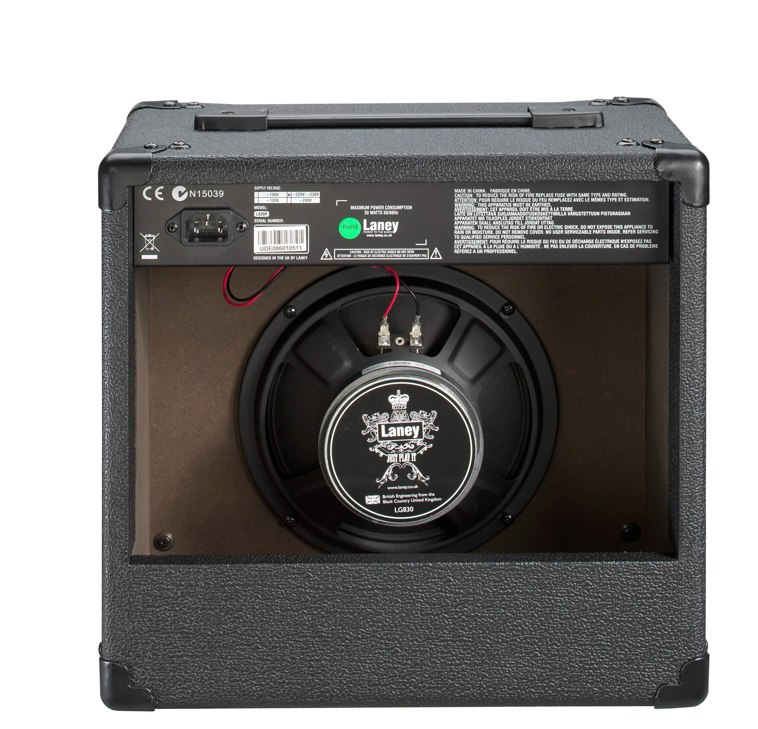 Laney LX20R - 20W E -Gitarrenverstärker - Compact 20 Watt -Übungsverstärker mit Reverb, Laufwerk, 3 -Band -EQ, Aux -Eingang zum Aufbrechen - ideal für Anfänger und Heimgebrauch - Schwarz