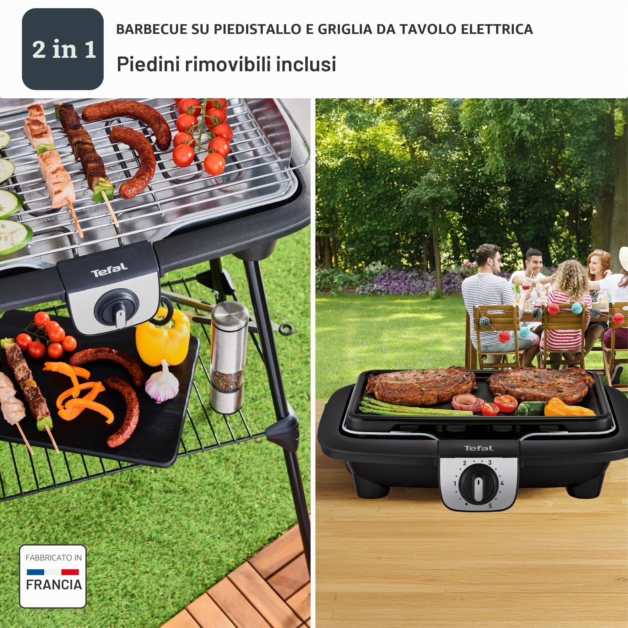 Tefal EasyGrill XXL Barbecue Elettrico 2500W Termostato Regolabile Antivento