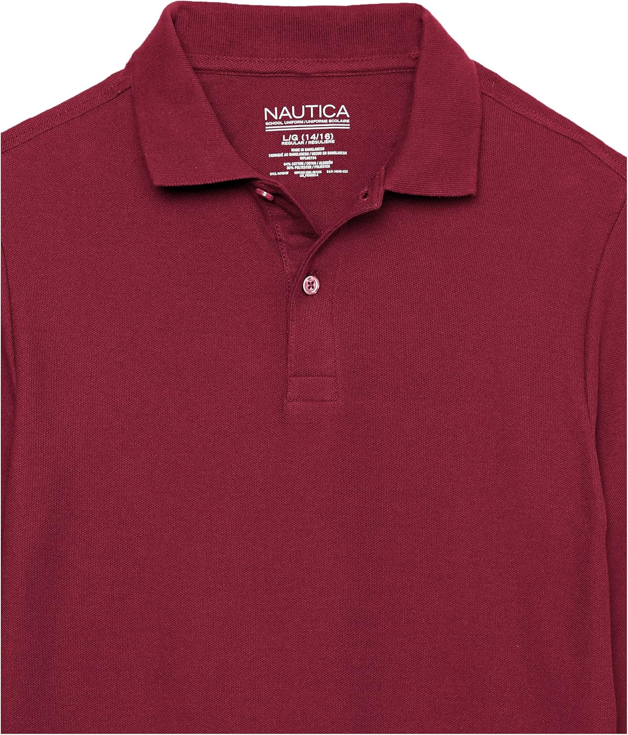 Nautica Boys School Uniform Long Sleeve Polo Shirt, Button Closure, Comfortable, Breathable Fabric - Image 3