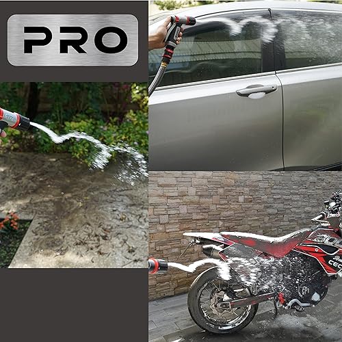 Miniatura 39 de Eden 94824 Boquilla rociadora de manguera de jardín con control de pulgar de metal resistente, 6 patrones, rociador de alta presión con conector