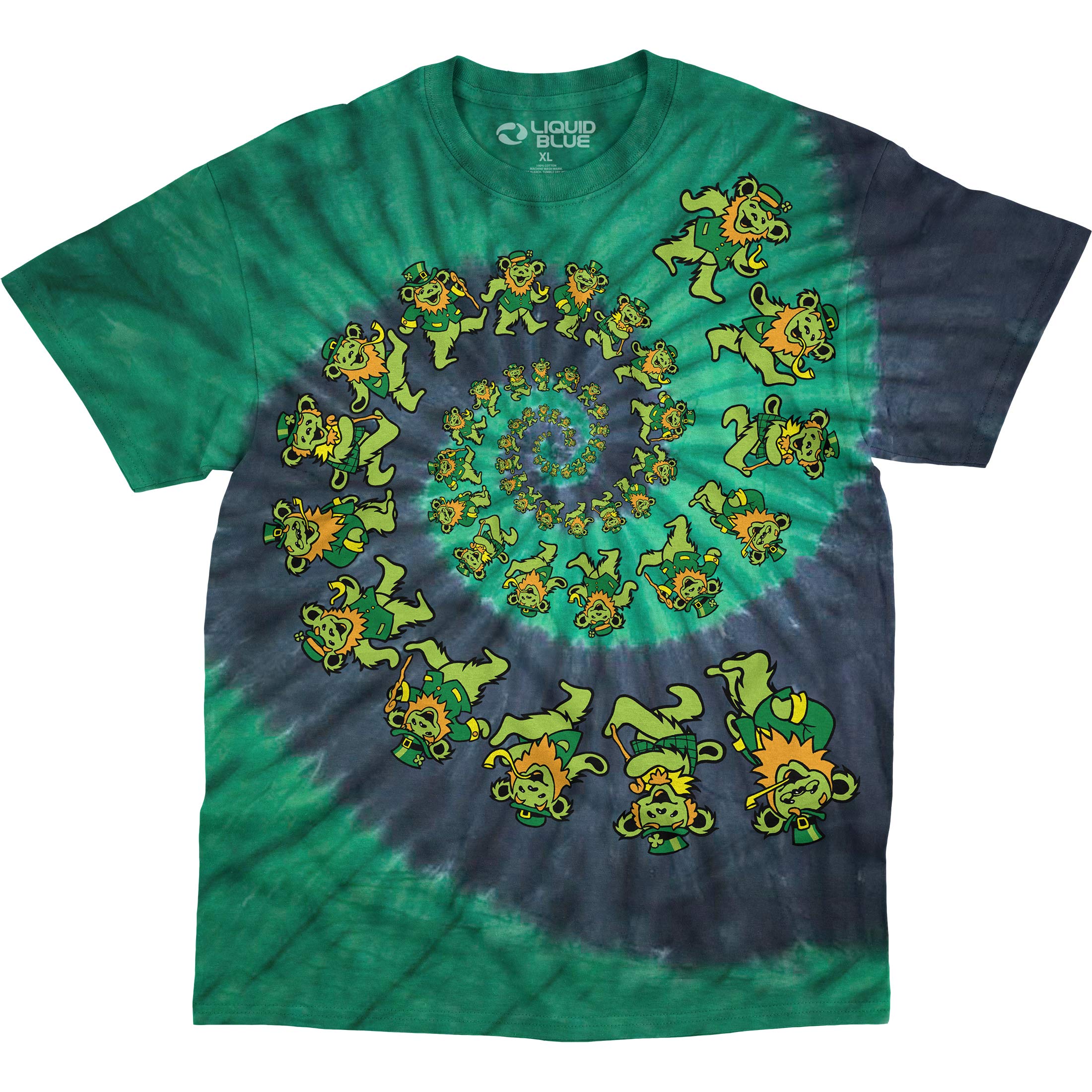 Grateful Dead Unisex-Adult Standard Irish Spiral Bears St. Patricks Tie Dye T-Shirt