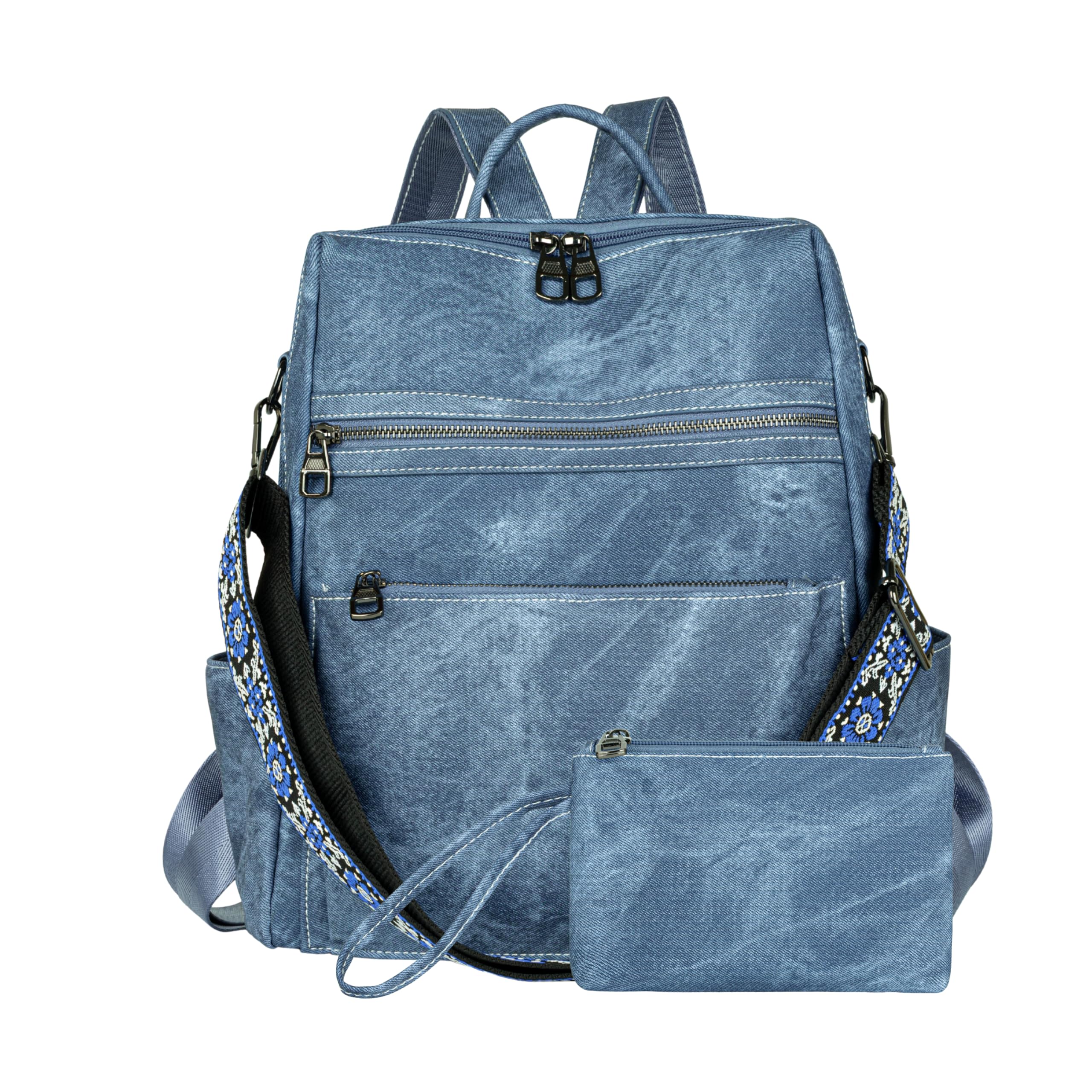 Denim Backpack Purse for Women Mommy Bag – Anti-Theft Travel Multi-Compartment Large Capacity Backpack with Shoulder Strap, Fashionable for Girls, Moms, Casual Work & Daily Use-image-49