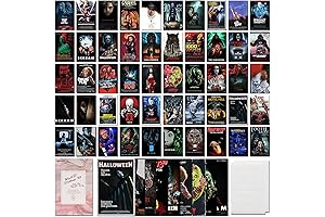 GOSBI 50PCS Vintage Horror Movie Posters Wall Collage Kit: Ghoulish Decor for Your Walls